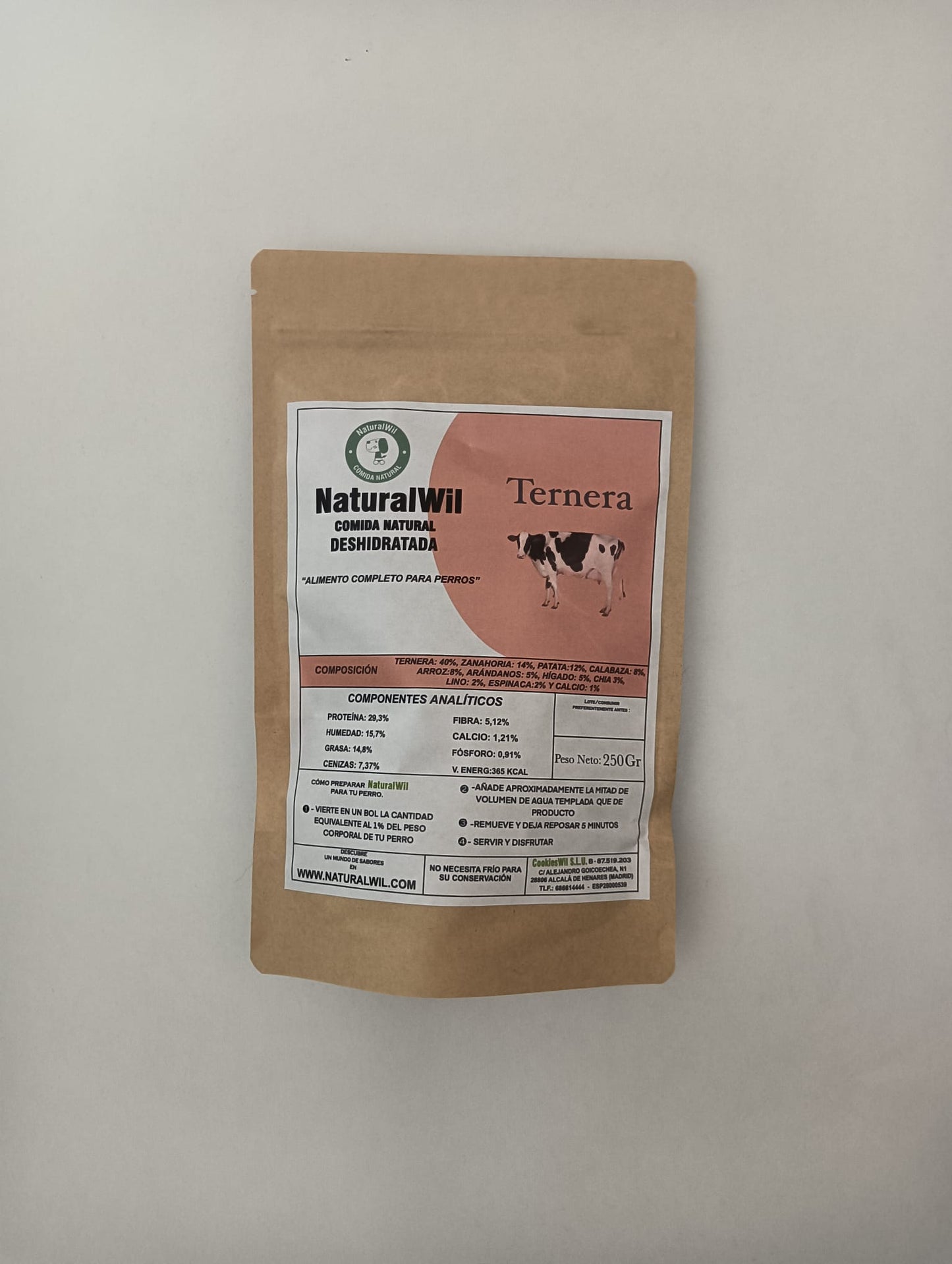 Comida natural para perros de Ternera en trocitos