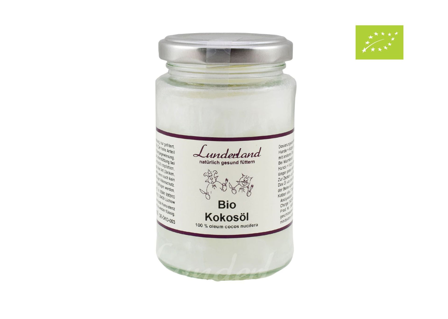Aceite de coco orgánico Lunderland para perros y gatos