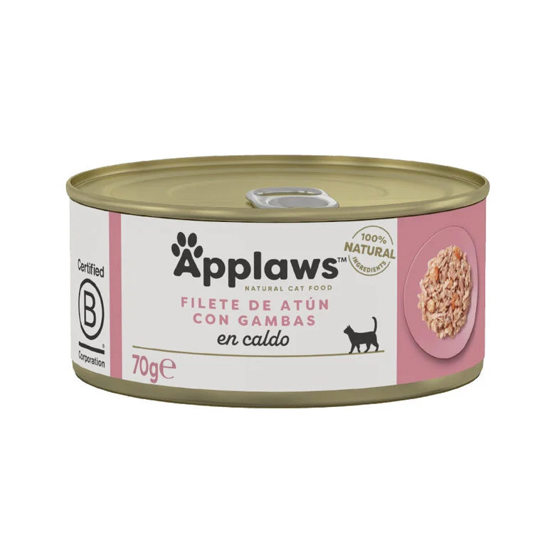 Applaws lata de comida húmeda de atún con gambas para gatos