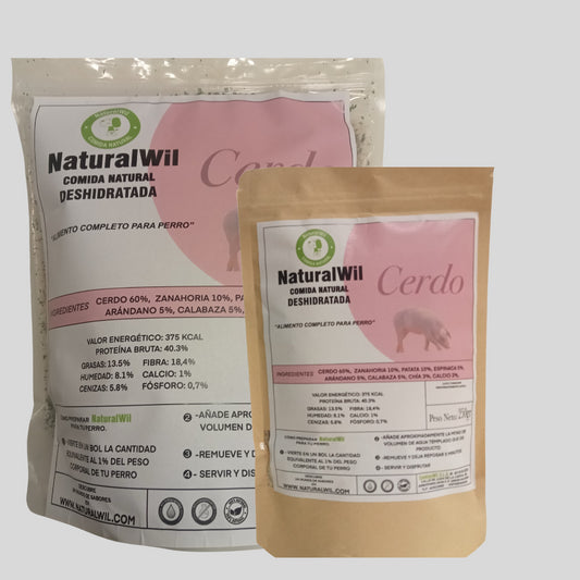 Comida natural para perros de Cerdo en trocitos SIN CEREALES