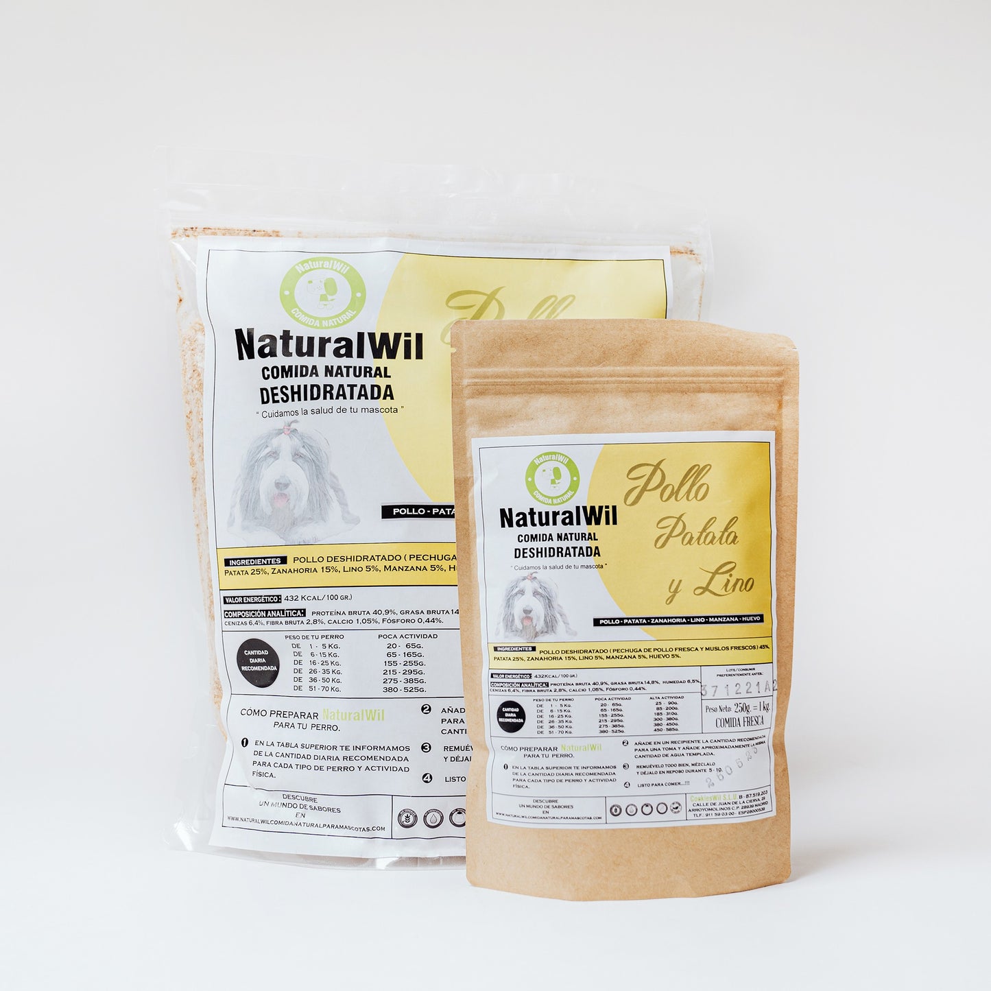 Comida natural para perros de Pollo, Patata y Lino