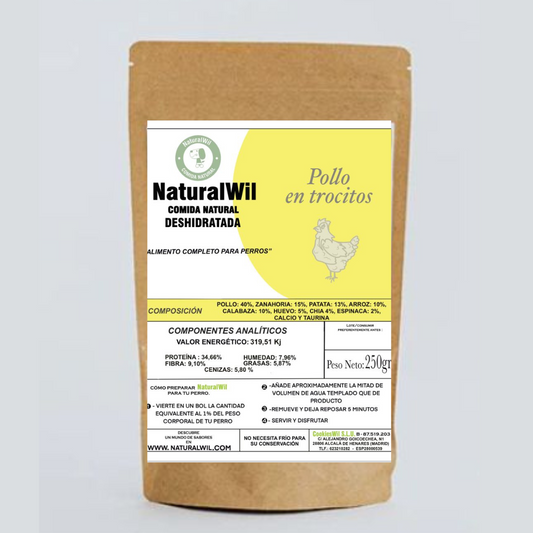 Comida natural para perros de Pollo en trocitos