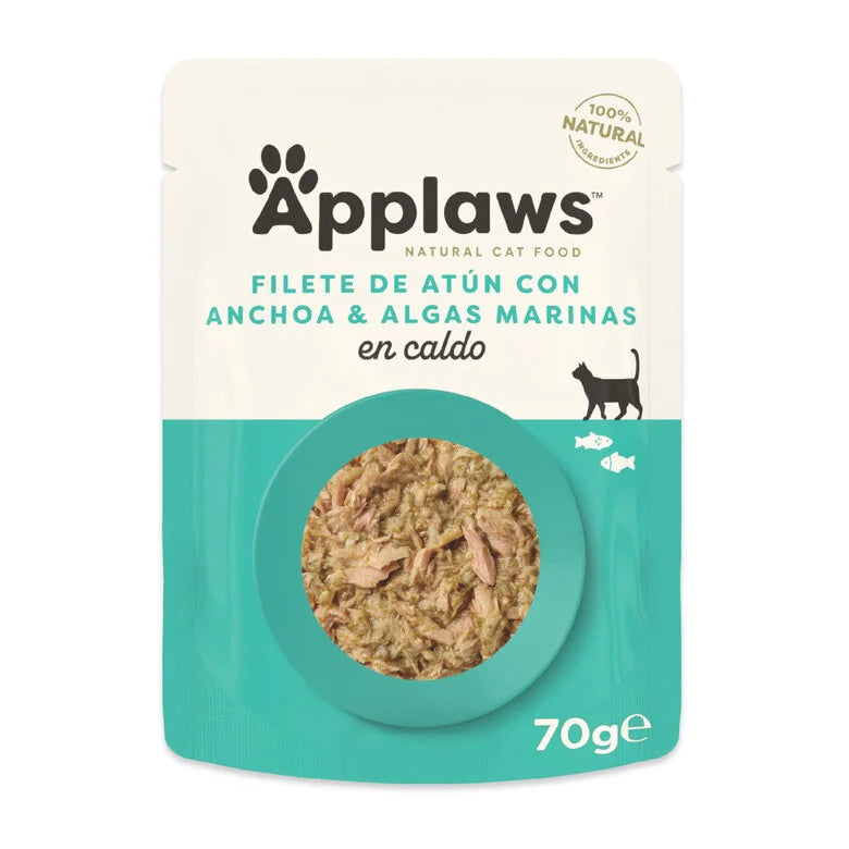 Applaws sobre de comida húmeda de atún con anchoa para gatos