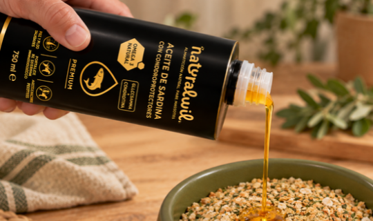 Aceite natural de salmón y de sardina con condroprotectores para perros y gatos