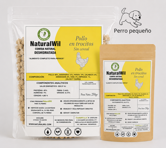 Comida natural para perros pequeños de Pollo en trocitos SIN CEREALES