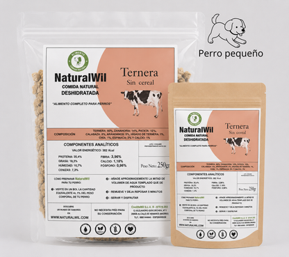 Comida natural para perros pequeños de Ternera en trocitos SIN CEREALES