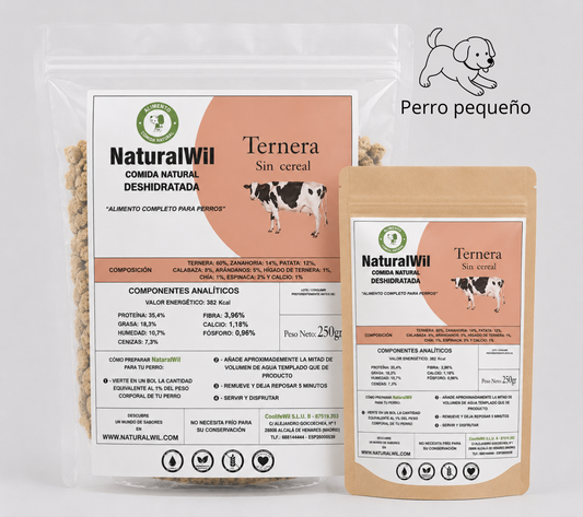 Comida natural para perros pequeños de Ternera en trocitos SIN CEREALES