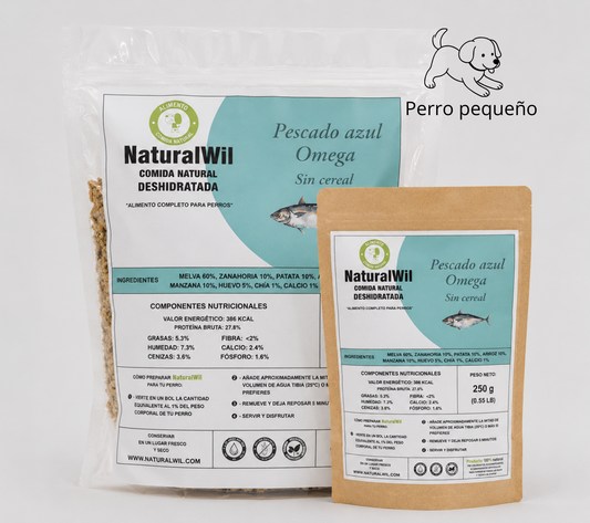 Comida natural para perros pequeños Pescado Azul Omega SIN CEREALES