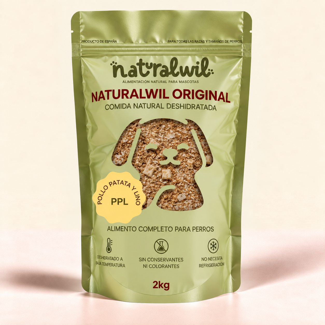 Comida natural para perros de Pollo, Patata y Lino