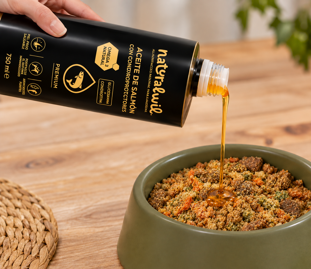 Aceite de Salmón con condroprotectores para perros y gatos suplemento natural