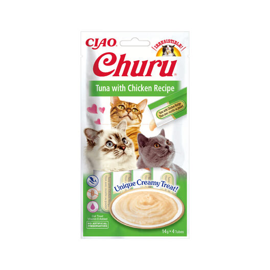 Inaba Churu snack cremoso de atún con pollo para gatos