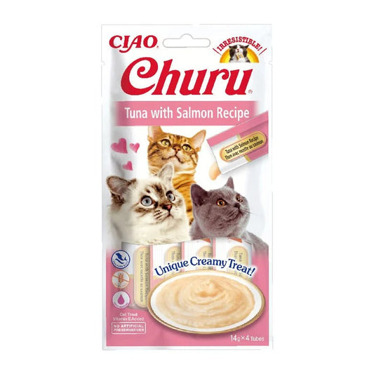 Inaba Churu snack cremoso de atún con salmón para gatos