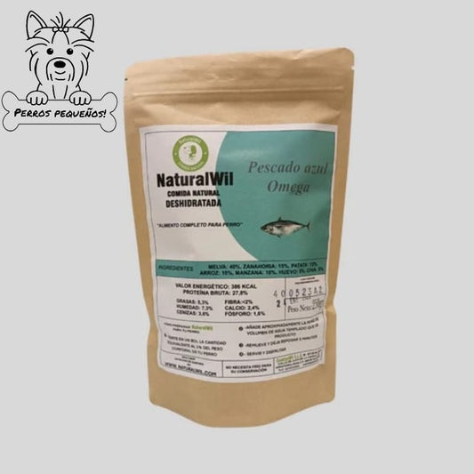 Comida natural para perros pequeños de Pescado Azul Omega