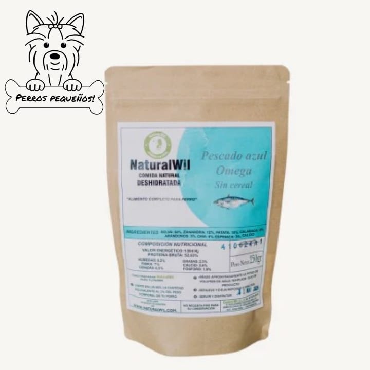 Comida natural para perros pequeños Pescado Azul Omega SIN CEREALES