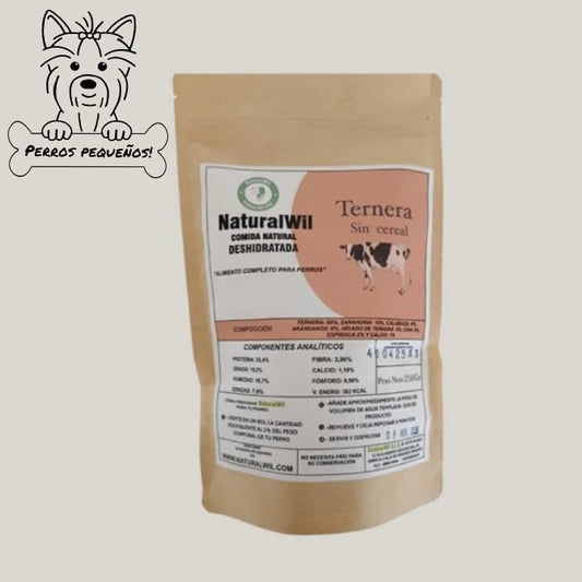 Comida natural para perros pequeños de Ternera en trocitos SIN CEREALES