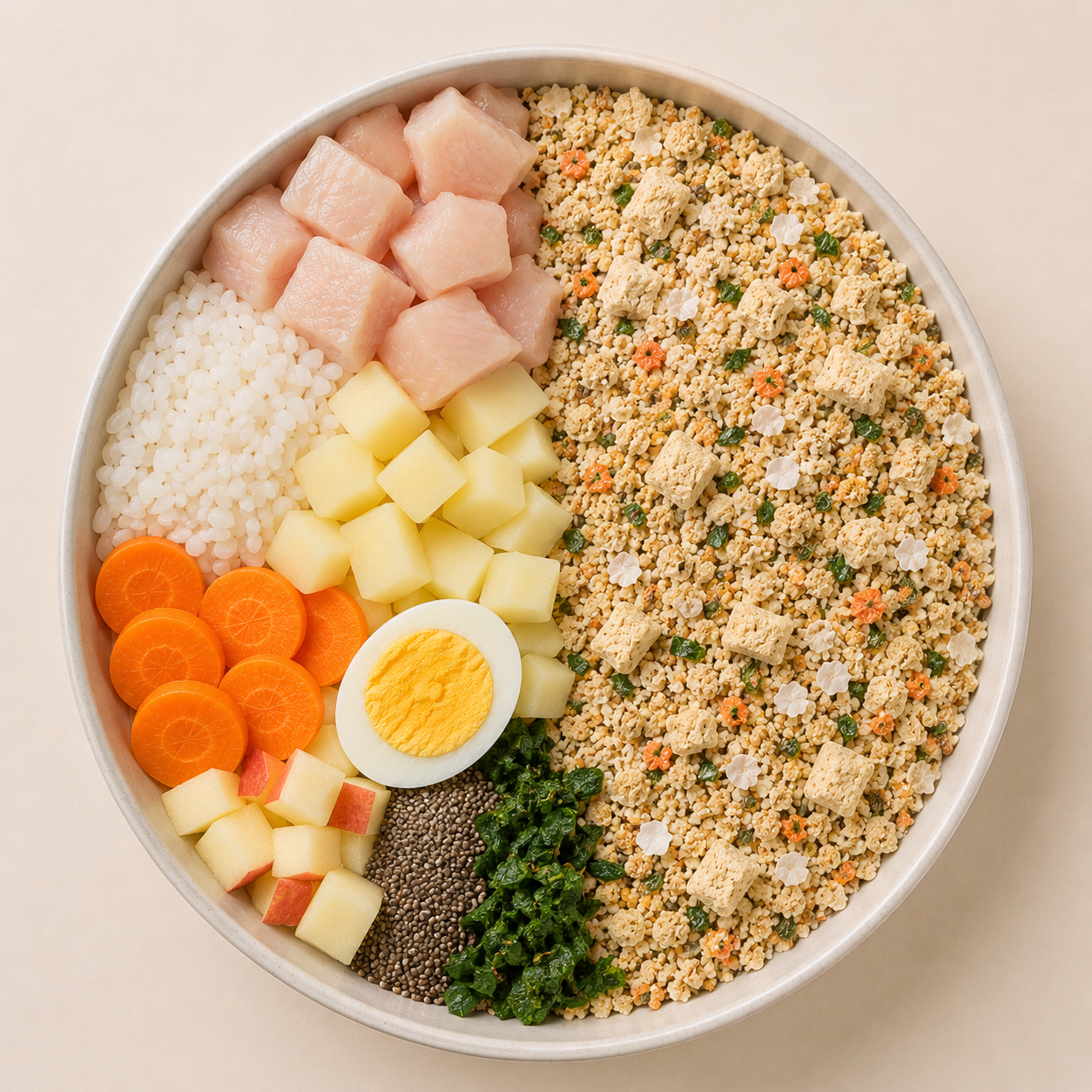 Comida natural para cachorros, perras lactantes y gestantes