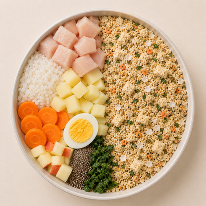 Comida natural para cachorros, perras lactantes y gestantes