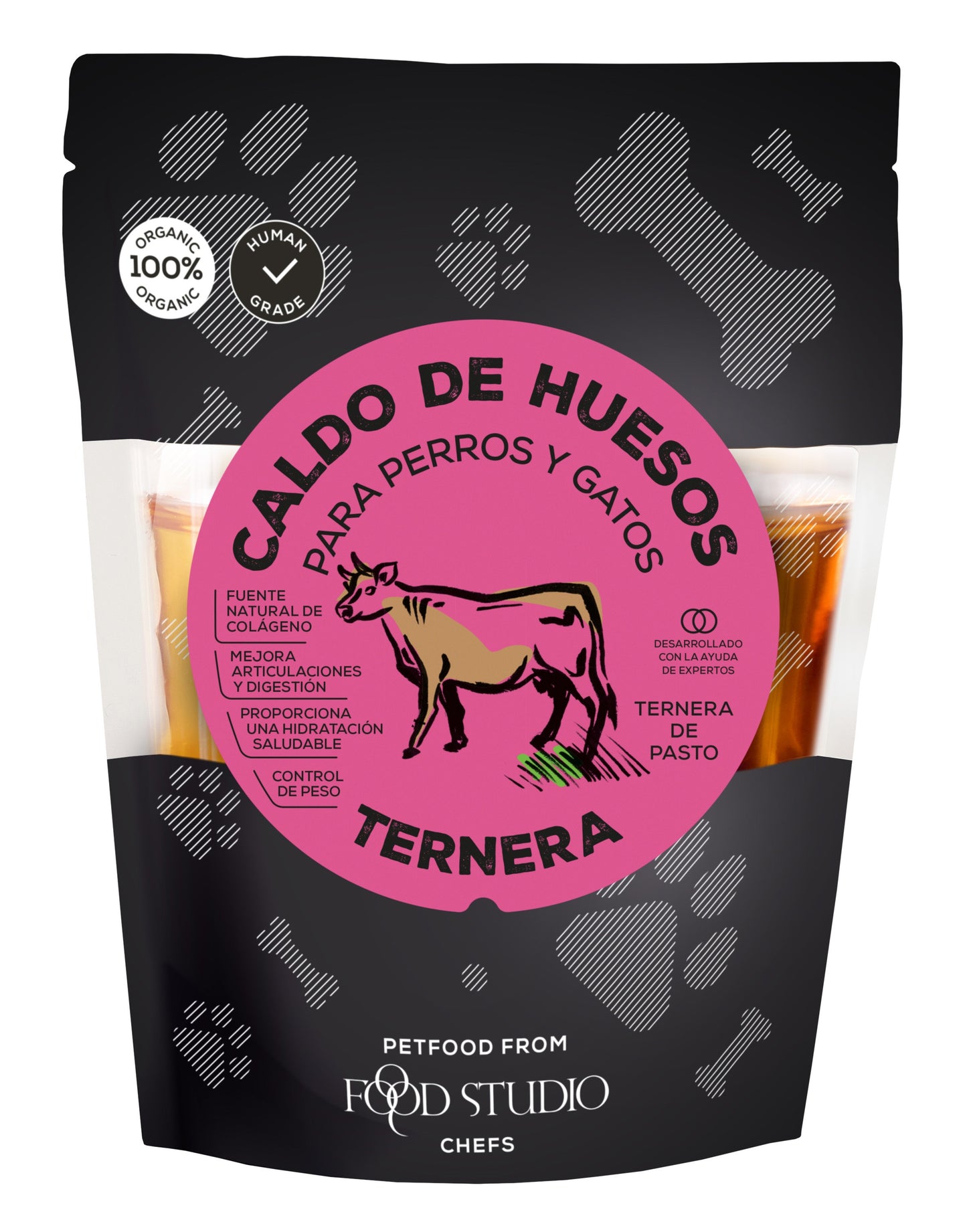 Food Studio caldo natural de huesos de Ternera para perros y gatos