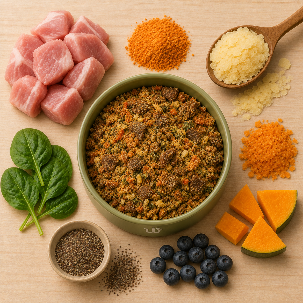 Comida natural para perros de Cerdo en trocitos SIN CEREALES