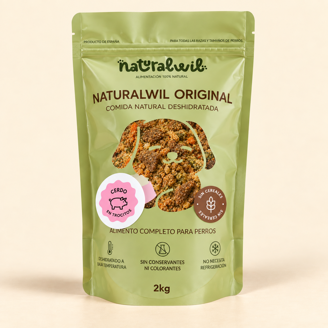 Comida natural para perros de Cerdo en trocitos SIN CEREALES
