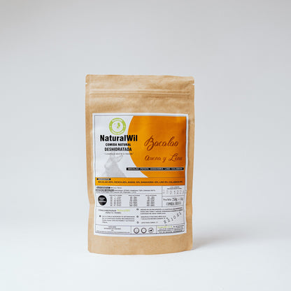 Comida natural para perros de bacalao, avena y lino