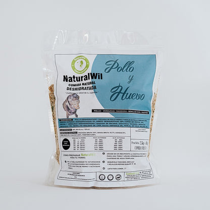 Comida natural para perros de pollo y huevo