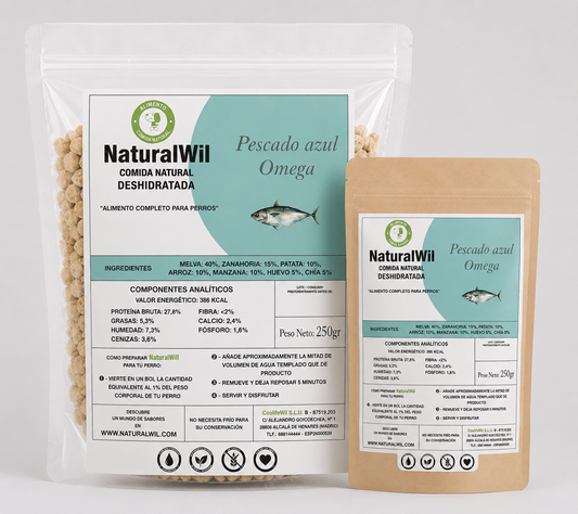 Comida natural para perros de Pescado Azul Omega