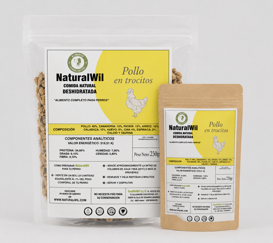 Comida natural para perros de Pollo en trocitos