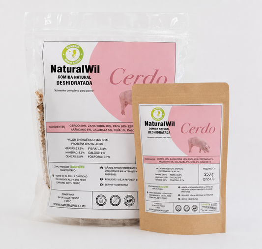 Comida natural para perros de Cerdo en trocitos SIN CEREALES