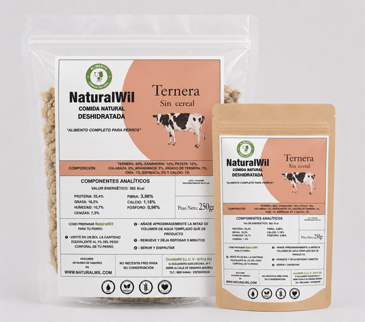 Comida natural para perros de Ternera en trocitos SIN CEREALES