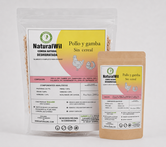 Comida natural para perros de Pollo y Gamba SIN CEREALES