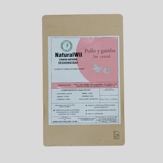 Comida natural para gatos de Pollo y Gamba SIN CEREALES