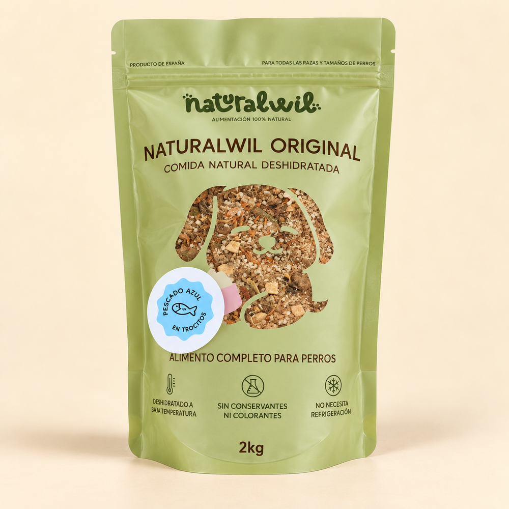 Comida natural para perros de Pescado Azul