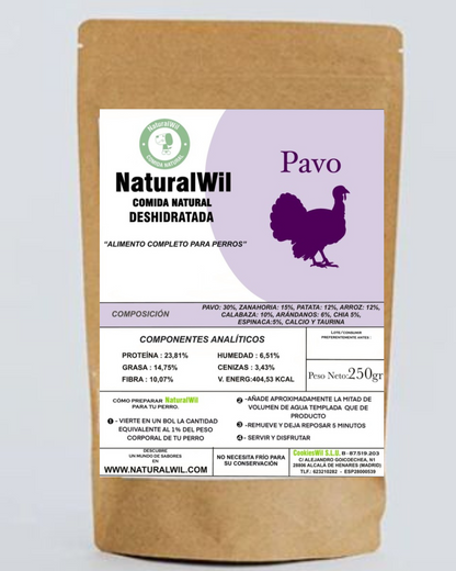 Comida natural para perros de Pavo