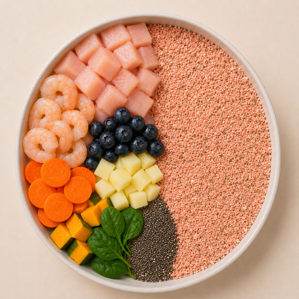 Comida natural para perros de Pollo y Gamba SIN CEREALES