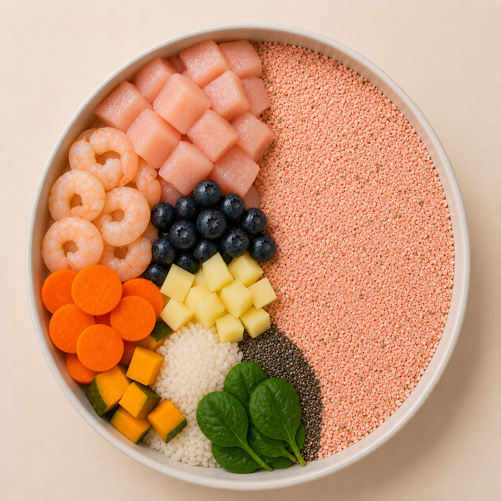 Comida natural para perros de Pollo y Gamba