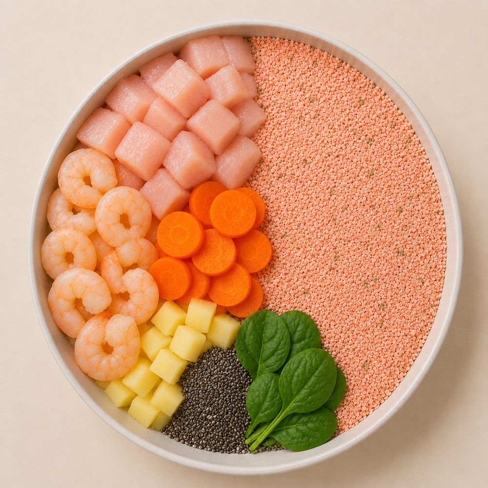 Comida natural para gatos de Pollo y Gamba SIN CEREALES
