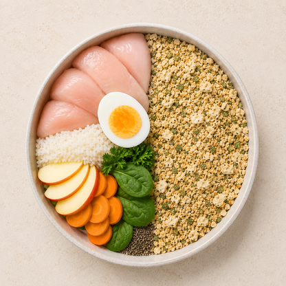 Comida natural para perros de Pollo y Huevo