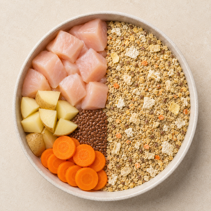 Comida natural para perros de Pollo, Patata y Lino