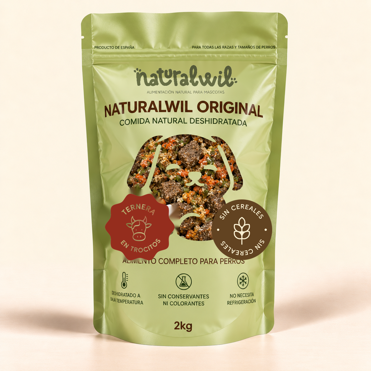 Comida natural para perros de Ternera en trocitos SIN CEREALES